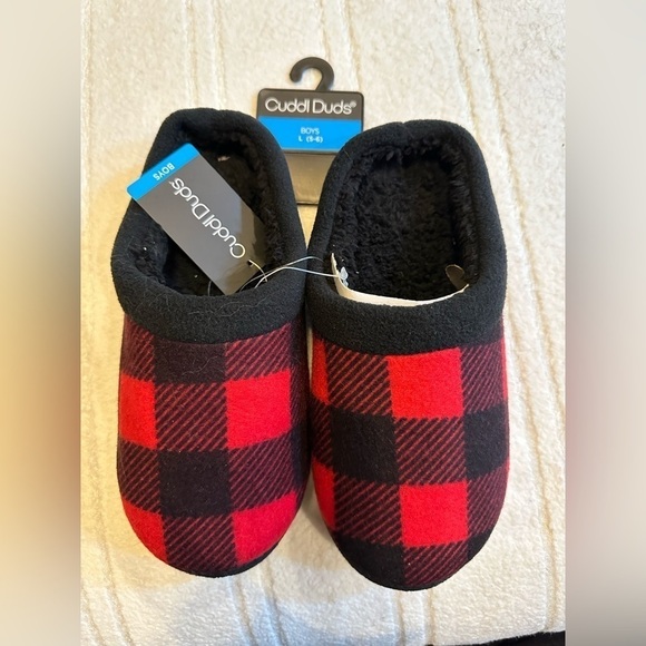 Cuddl Duds Buffalo checked red and black Boys slipper - new with tags  large boy - Picture 1 of 6